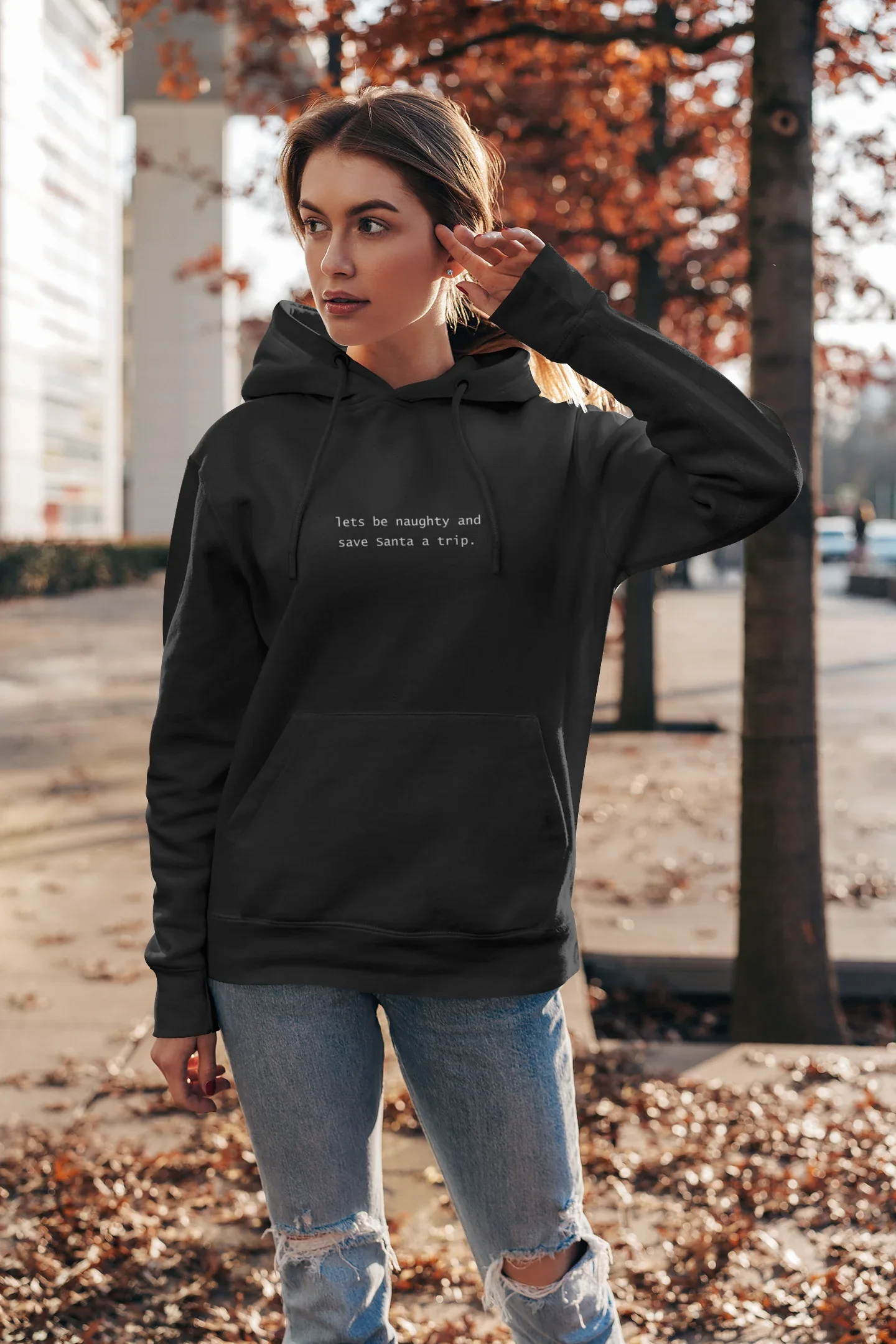 Let's be Naughty Fun Christmas Hoodie (Unisex, Cotton) - curledeyes