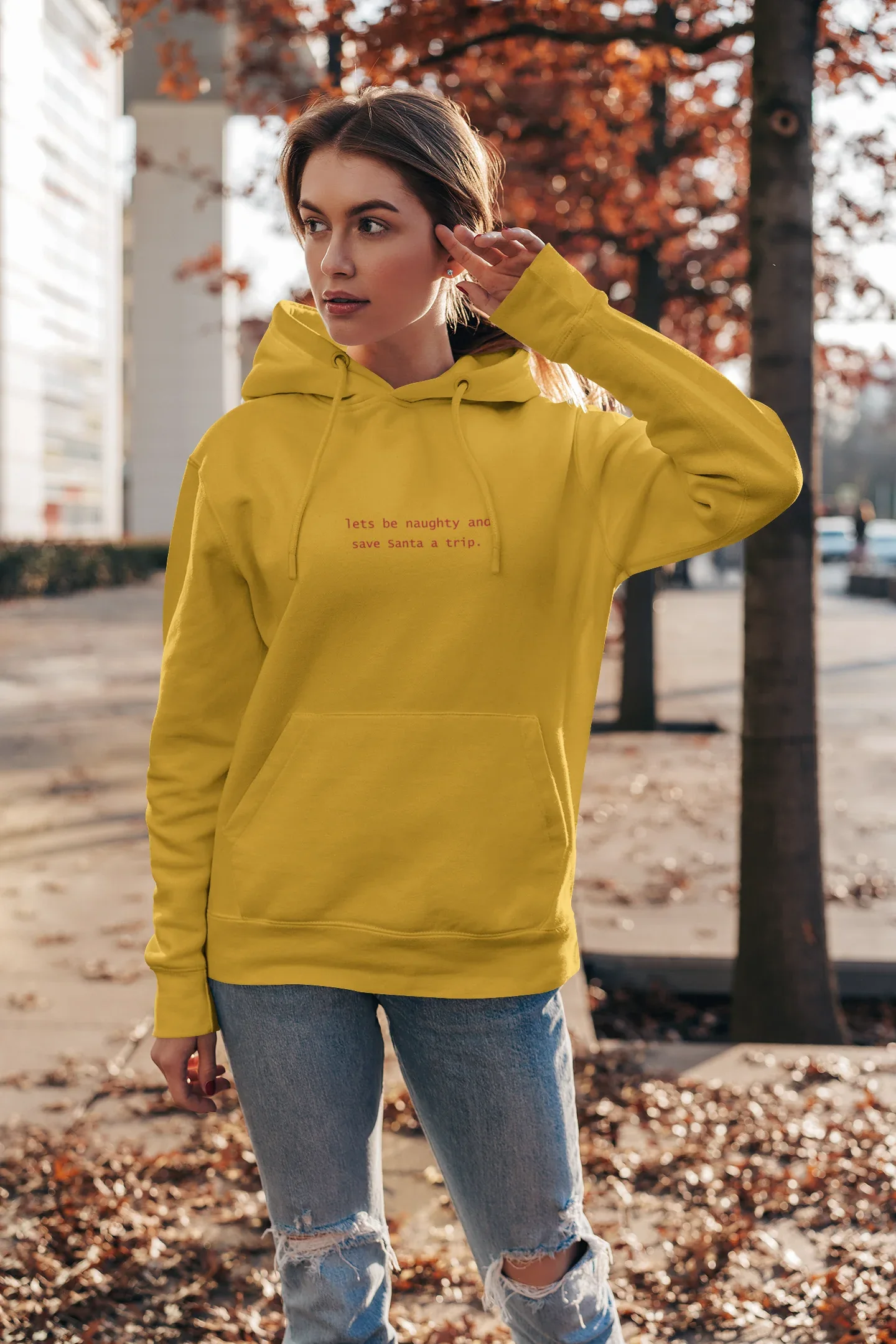 Let's be Naughty Fun Christmas Hoodie (Unisex, Cotton) - curledeyes