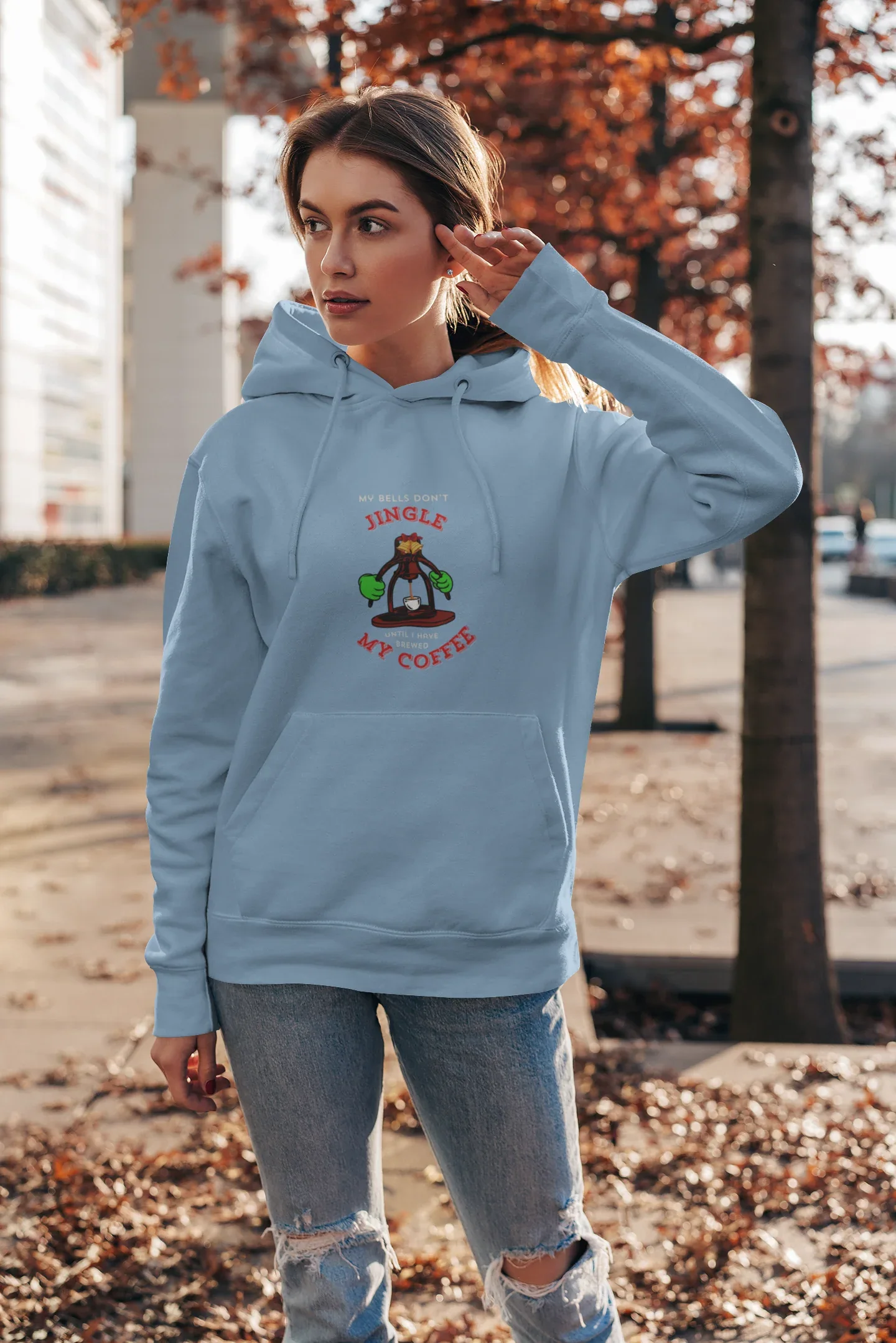 Coffee Jingles my bells Christmas hoodie (Unisex, Cotton) - curledeyes