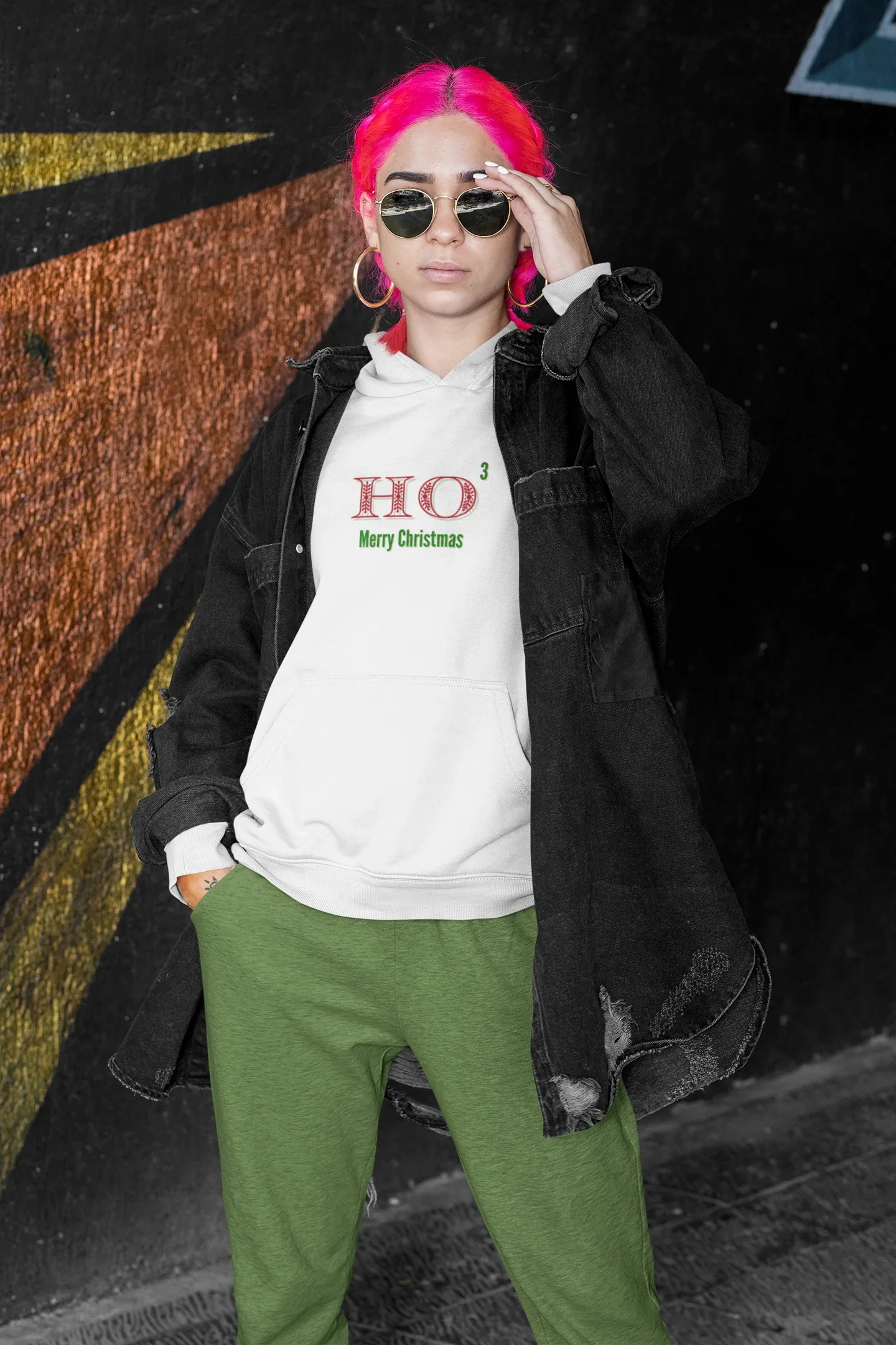 HO 3 Christmas Hoodie (Unisex, Cotton) - curledeyes