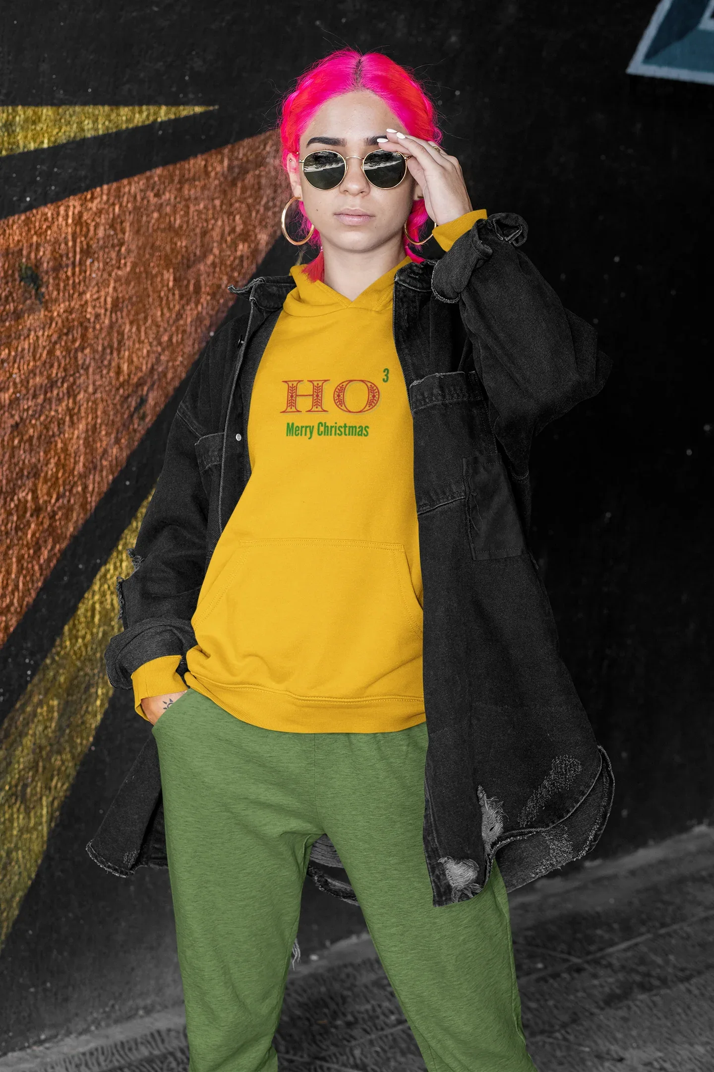 HO 3 Christmas Hoodie (Unisex, Cotton) - curledeyes