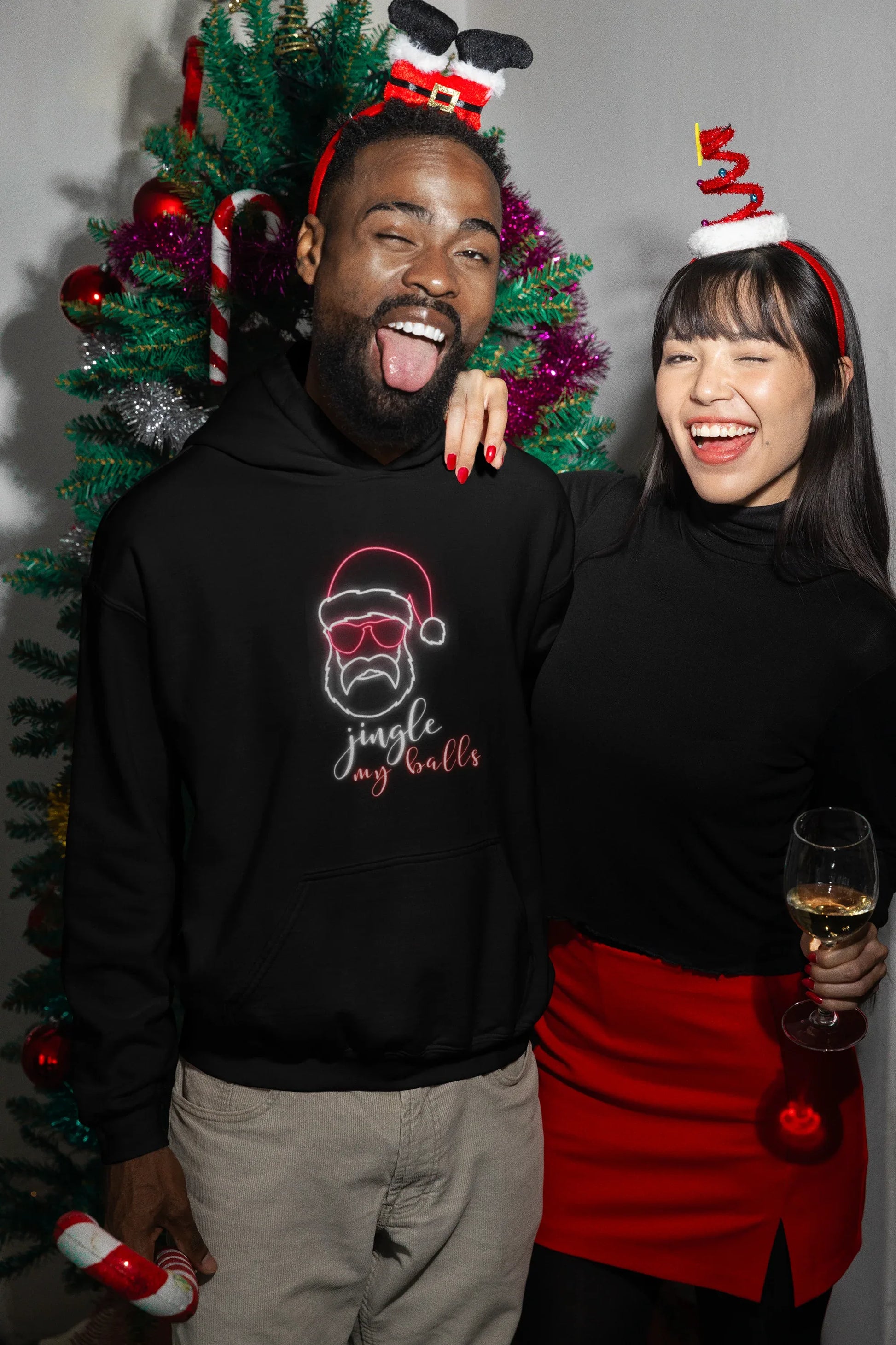 Jingle Balls Fun Party Christmas Hoodie (Unisex, Cotton) - curledeyes