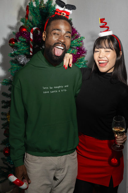 Let's be Naughty Fun Christmas Hoodie (Unisex, Cotton) - curledeyes