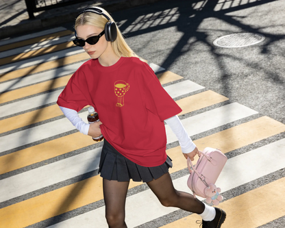 I Go Where My Cuppa Goes Tee (Unisex-Oversized, Luxe Cotton)