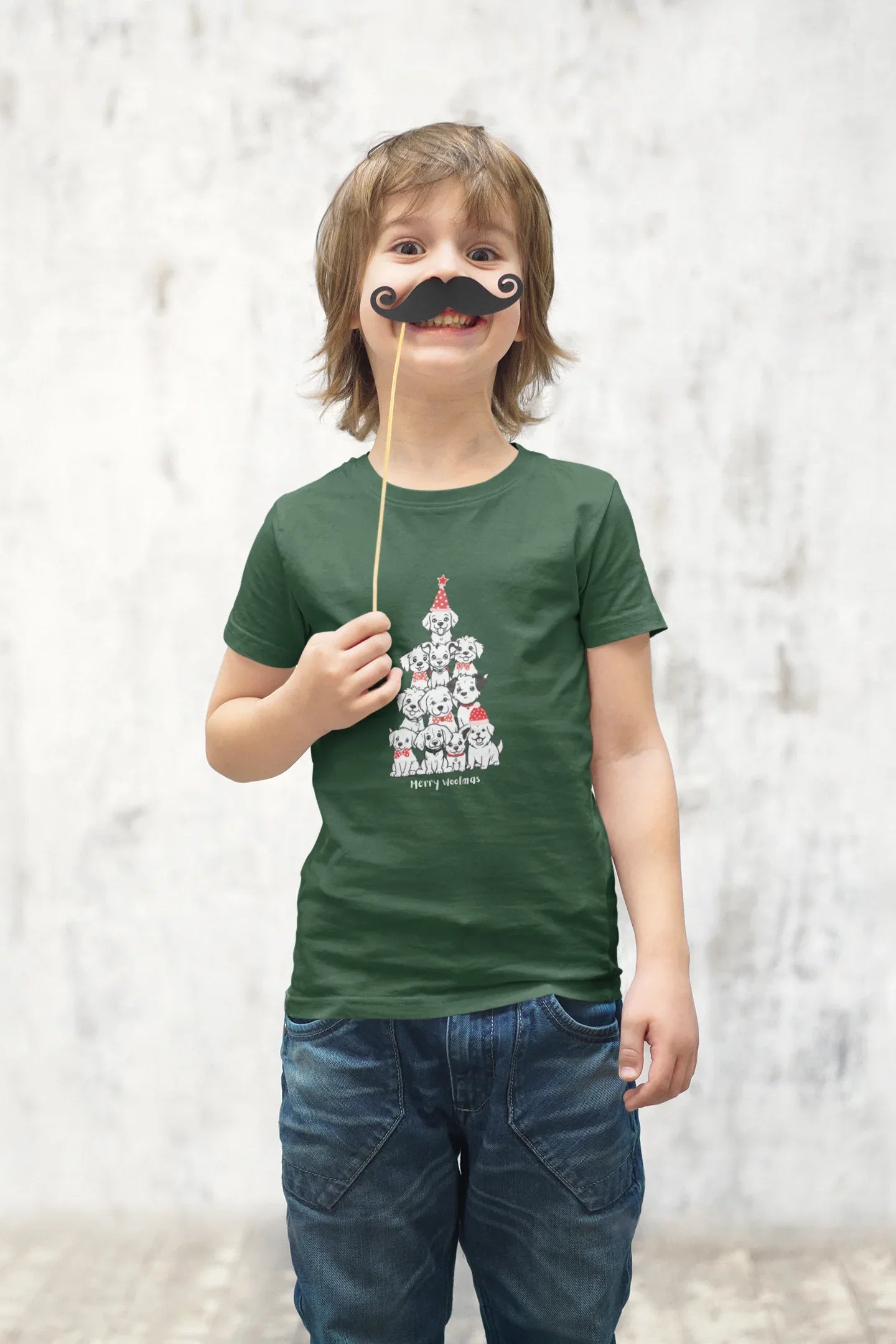 Merry Woofmas Dog Kids Christmas T-shirt (unisex, Cotton) - curledeyes