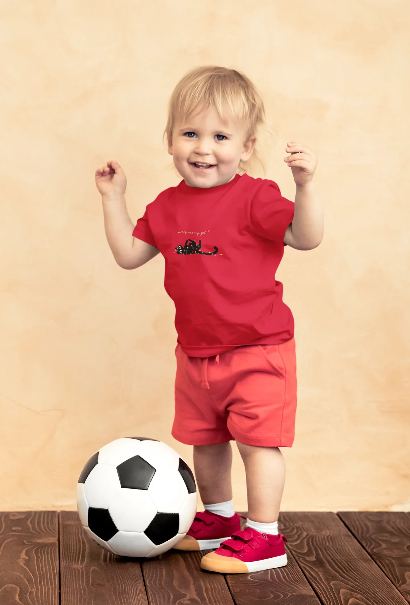 Merry merry Yet _ Cat Kids Christmas Tee (Unisex, Cotton) - curledeyes