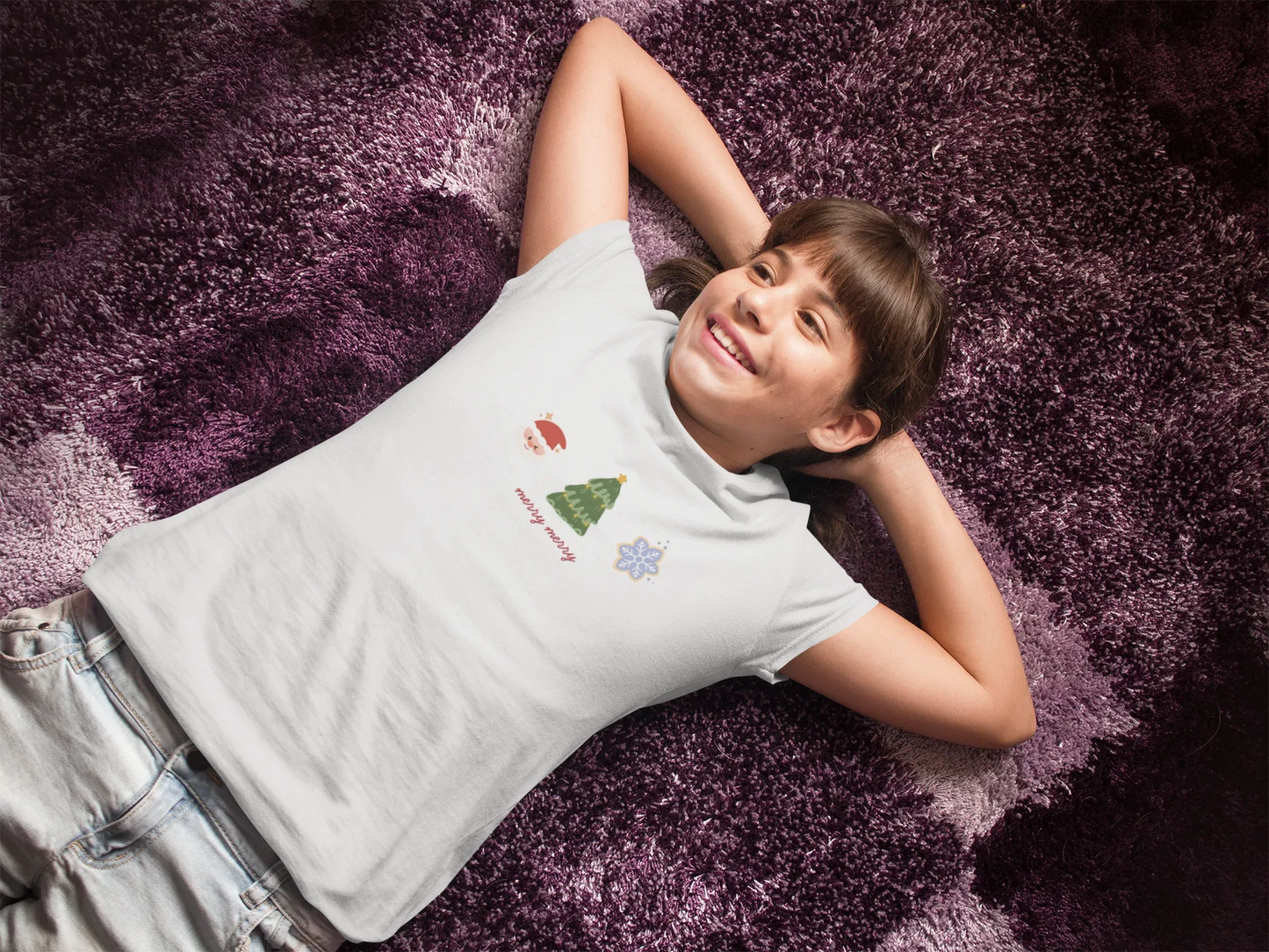 Merry Merry Kids Christmas T-shirt (Unisex, Cotton) - curledeyes