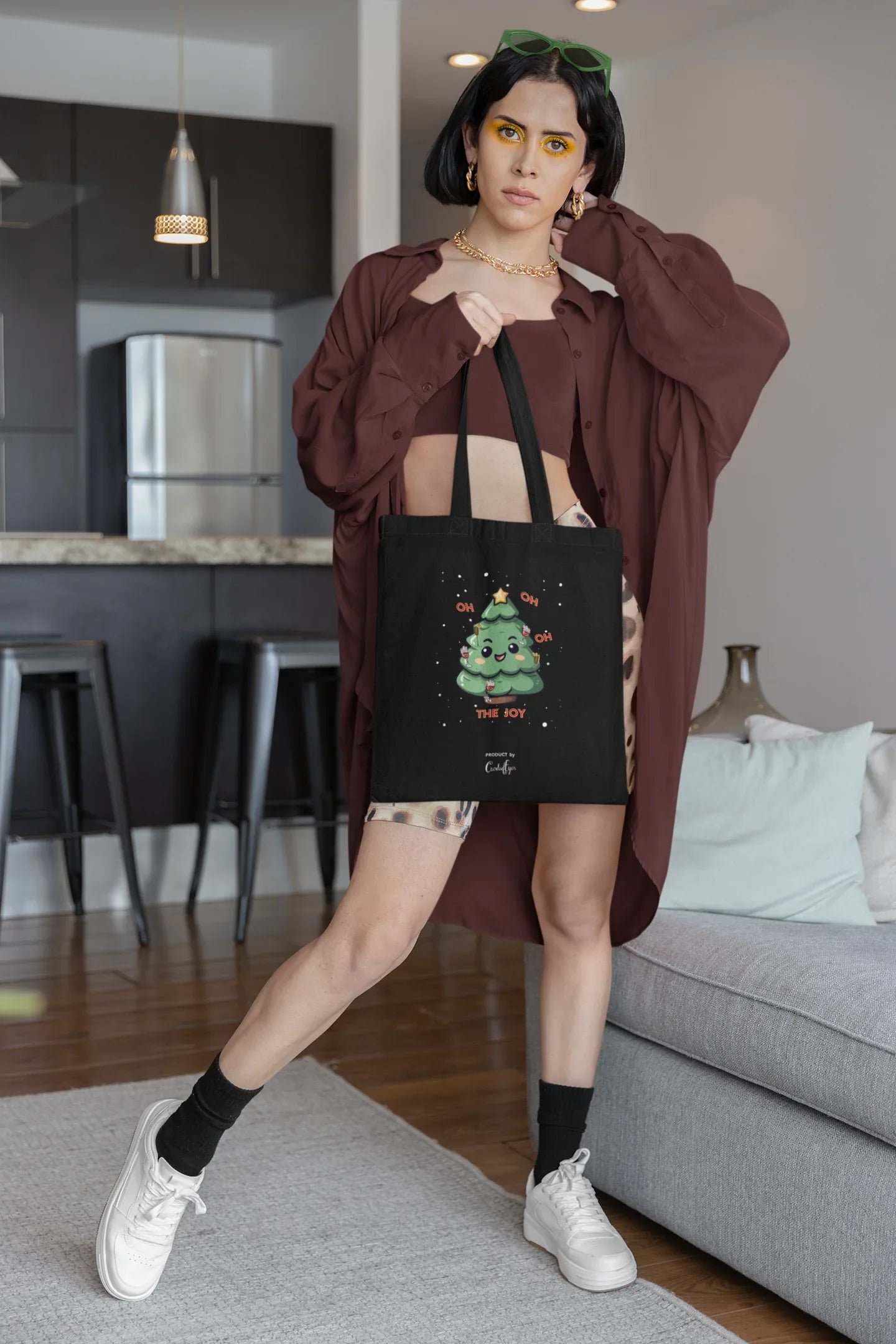 Oh The Joy Christmas Tote Bag (Cotton canvas) - curledeyes