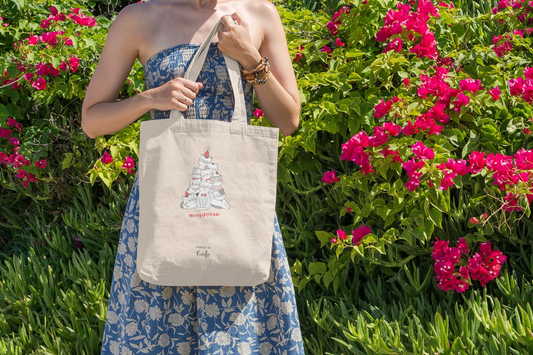 Meowy Christmas Cat Christmas Tote Bag (Cotton canvas) - curledeyes