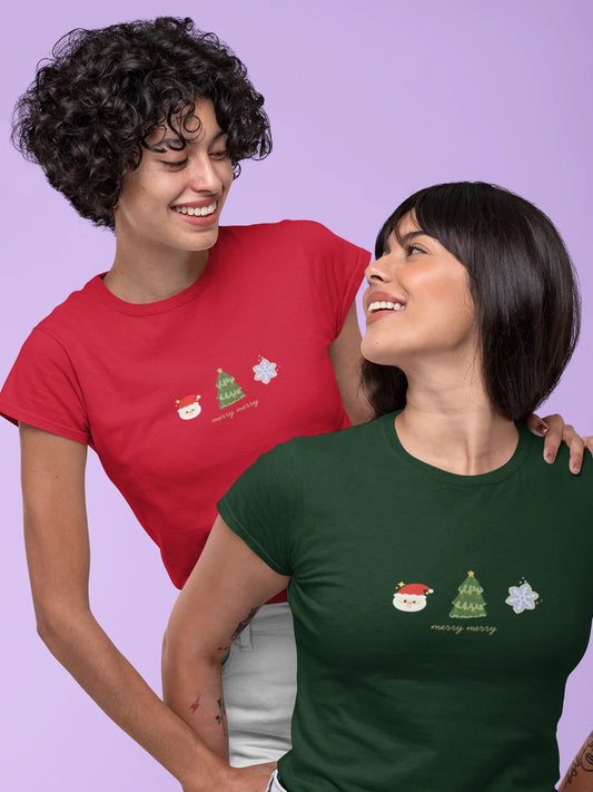 Merry Merry Christmas Tee (Woman fit, Cotton) - curledeyes