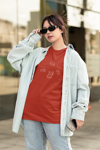 Kitty Kitty Cat Oversized luxe Christmas Tee (Unisex, Cotton) - curledeyes